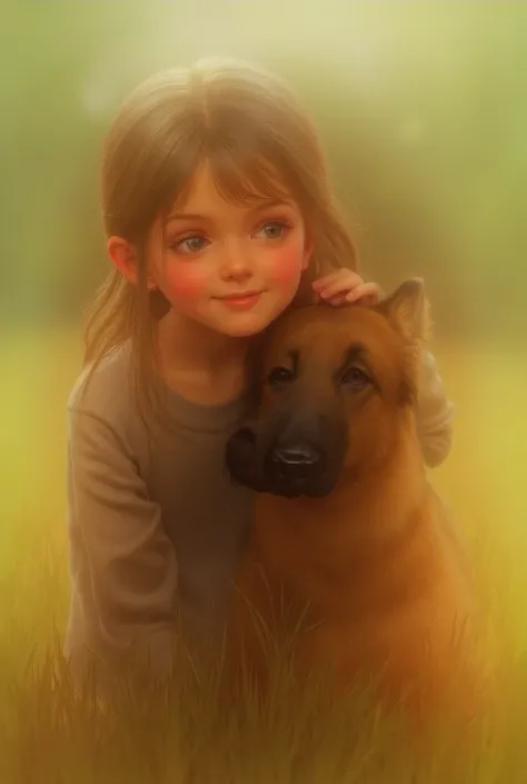 Picture of a girl and her dog, a belgian Malinois
