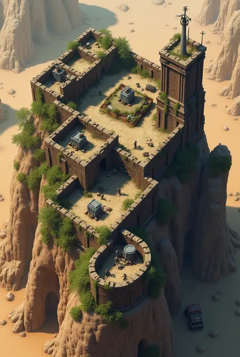 Small fantasy Post apocalyptic fort, top down view