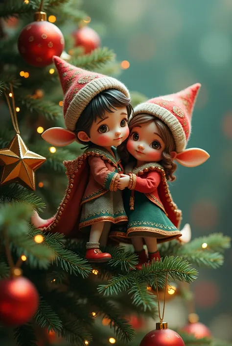 A picture of Zakaria and Sabreen hanging on a Christmas tree 