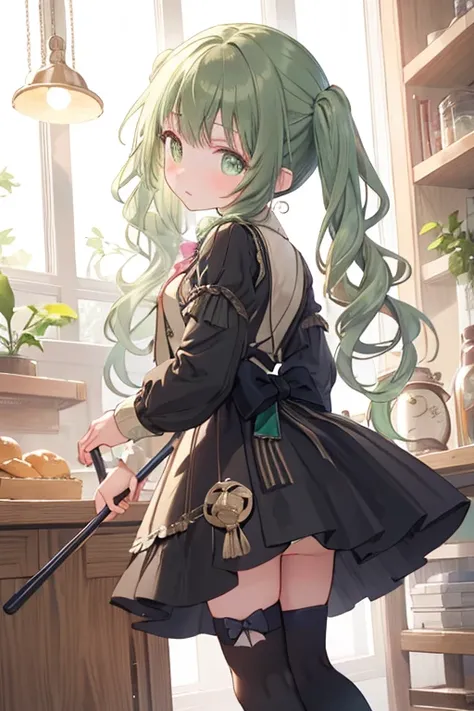 (masterpiece), (best quality), detailed,
1 girl, soro, twintails, long wavy hair twintails.hairs between eyes,dark green eyes ,dark green hair, (magical girl:1.2),
bow, dress, (pink:0.6), over legwear, boots, too many frills, too many bow, standing,striped...