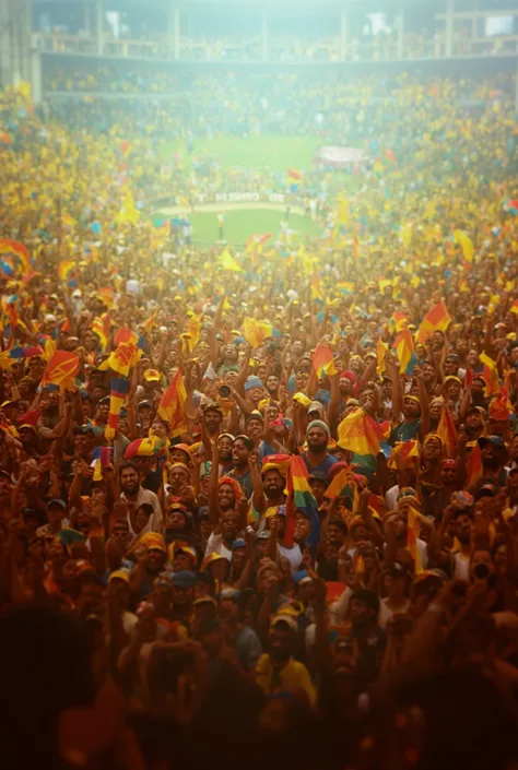 generate realistic image of sri lankans cheering for the national cricket team