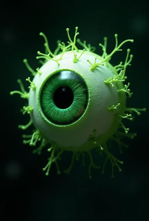 Eyeball, Filled with green threads, floating