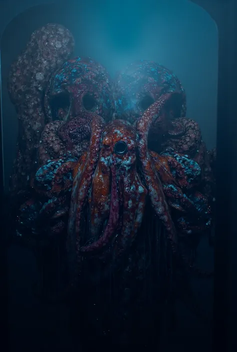 An octopus who worked with the singer Hades 66 sees dressed as Drip taking a picture in front of a mirror