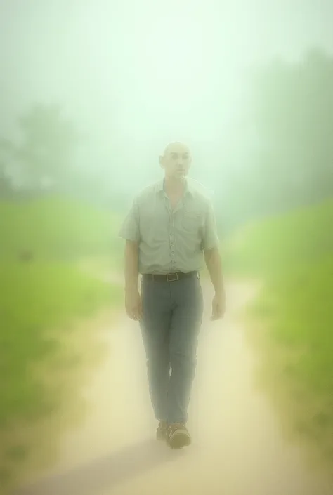 A men walking on the road 
