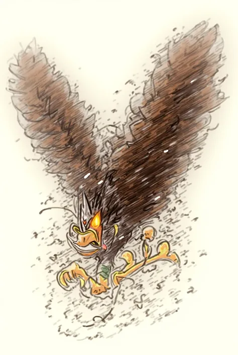 2D drawing of an eagle attacking an animal