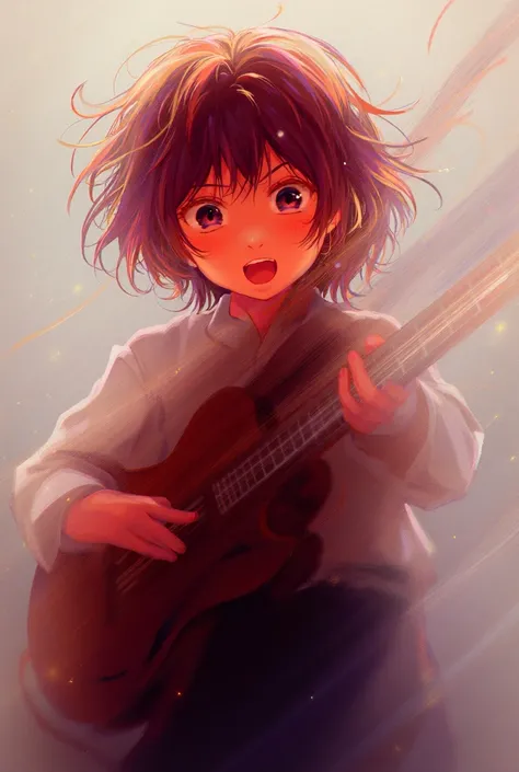 Anime character playing guitar 