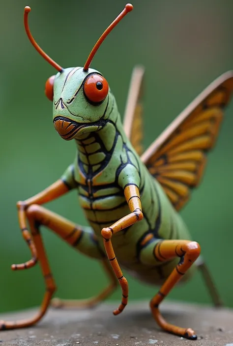 Art nouveau sculpture of a grasshopper.