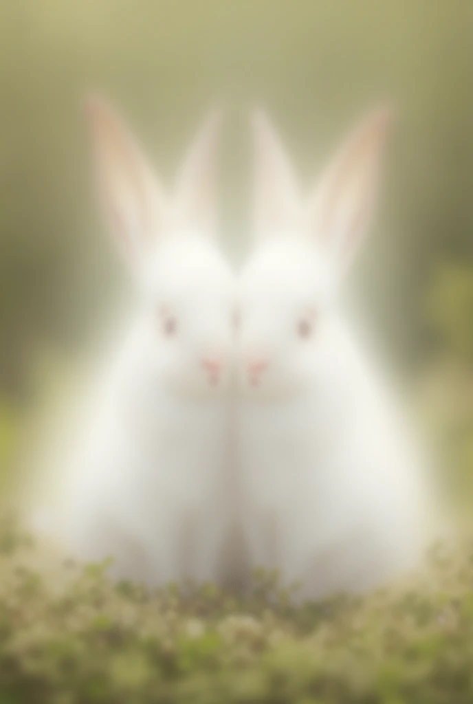 Make me an image of 2 white fur bunnies together and not fat