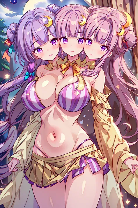 (masterpiece, best quality), best quality, (ultra-detailed), ((3heads:2.0)), 1girl, ((three headed girl:1.5)), (patchouli knowledge:1.3), masterpiece, best quality, (high quality), (high resolution), (best quality:1.5, highres, UHD), highres, absurdo, ultr...