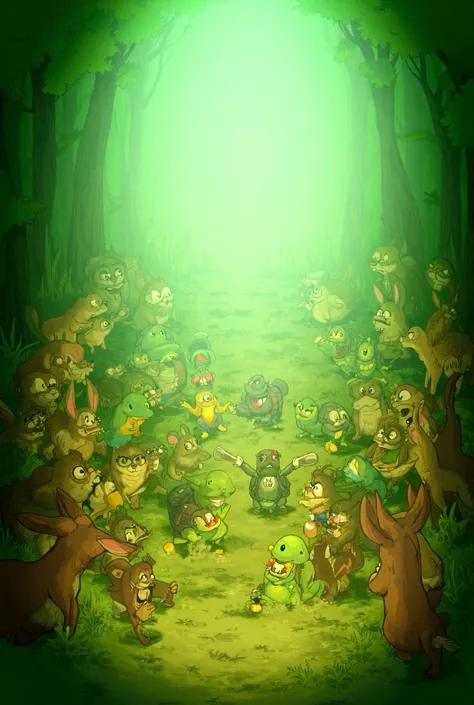 The animals of the forest happily cheered the turtles. The rabbits could only sit, gasping and accepting defeat.