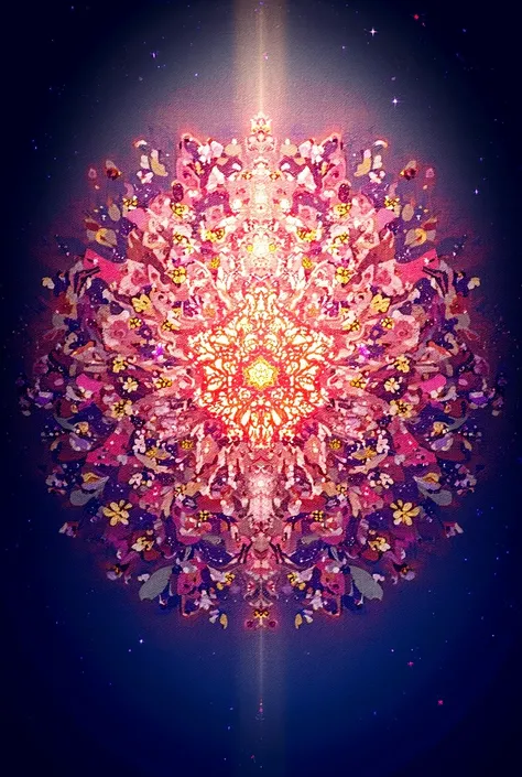 Create mandala desgin with flowers stars sparkling effect 