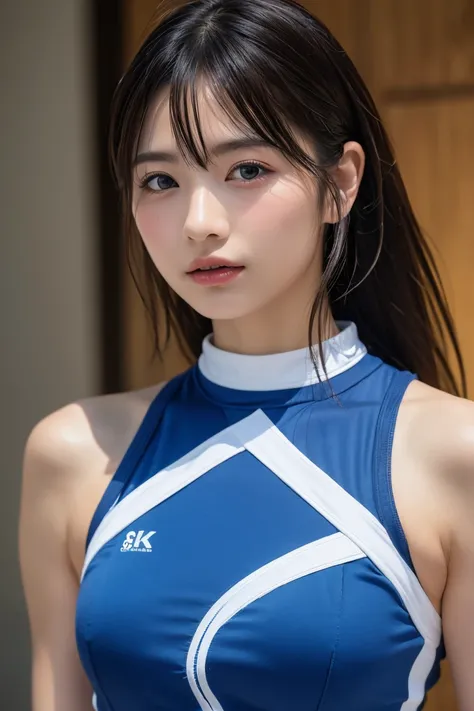 (8k,  RAW photo, top quality ,  high res:1.1), (超 realistic な:1.4),( realistic ,  realistic :1.3),Japanese Beauty、Rhythmic Gymnastics Club、 rhythmic gymnastics uniform、(( upper body:1.3))