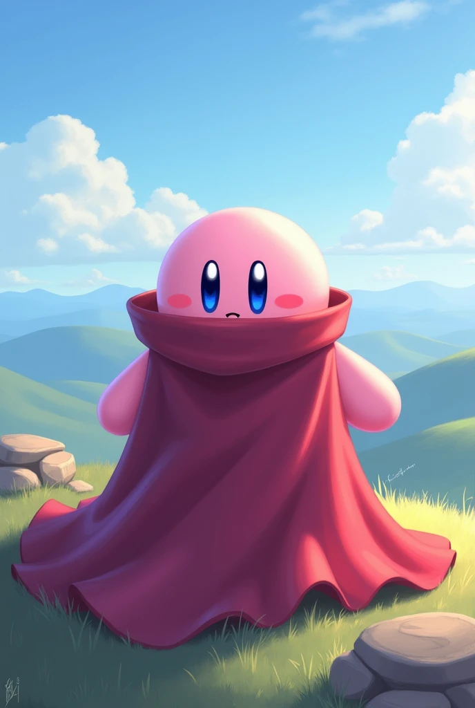 Kirby wearing a Cloak Looking to the Horizon 