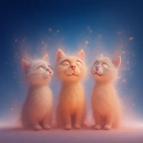 there are three cats that are standing next to each other, a digital rendering by Android Jones, shutterstock, furry art, cute 3 d render, meow, modern cartoon tv show, official modern animation, adorable digital painting, promotional render, aoc, in carto...