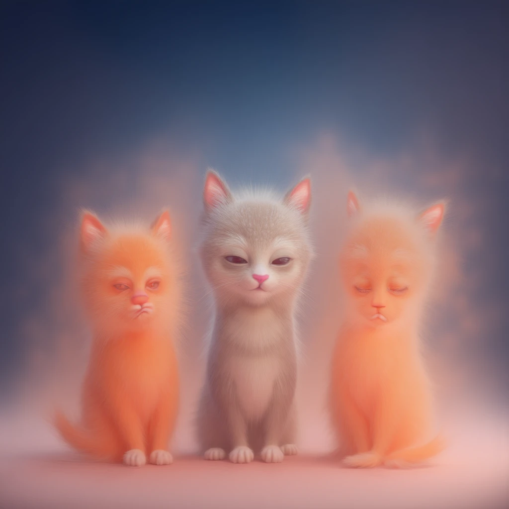 there are three cats that are standing next to each other, cute 3 d render, meow, modern cartoon tv show, official modern animation, adorable digital painting, promotional render, aoc, in cartoon style, acrace catoon, cute cartoon style, whiskers hq, kitte...