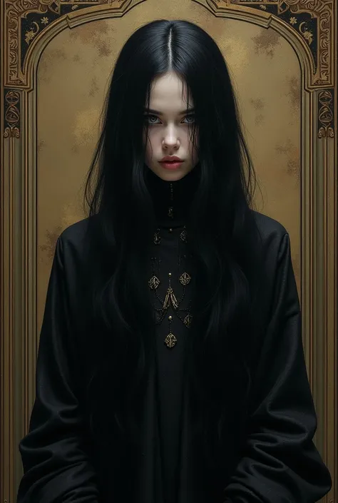 black hair, darkfantasy, Renaissance, Gothic art, Gothic art, Genre painting, Dutch Golden Age painting, Monet, Art Deco, high detail, Conceptual art, Neoclassicism, high quality, masterpiece