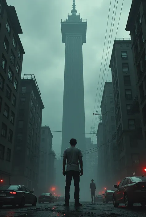 A man commits suicide from a tower and there is a zombie at the bottom of the street 