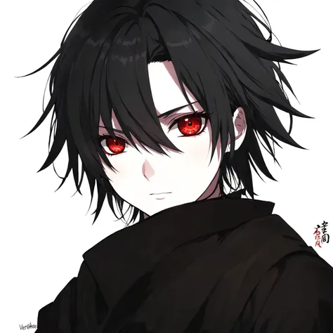 a close up of a person with a black hair and vermelho eyes, with vermelho glowing eyes, with glowing vermelho eyes, garoto anime, fully vermelho eyes no pupils, ((vermelho)) olhos inchados, portrait gapmoe Yandere grimdark, sharp vermelho eyes, gapmoe Yand...