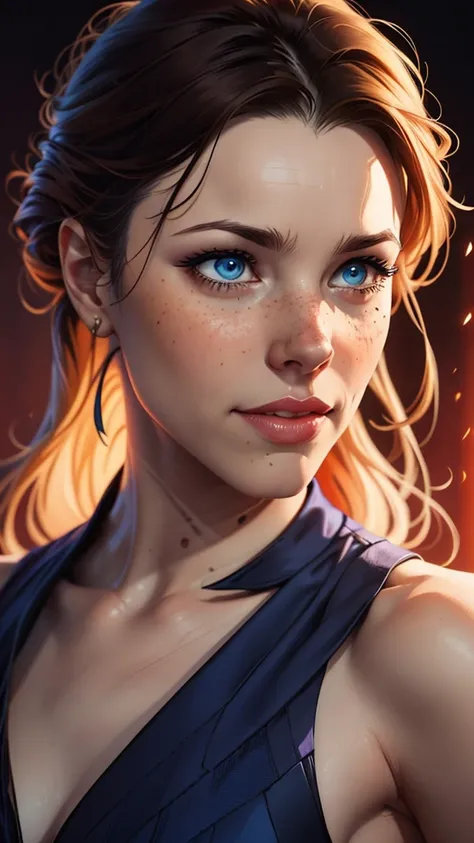 a woman with freckles and blue eyes is shown in three different photos, neoartcore e charlie bowater,  Lois van Ross draws , rossdraws 1. 0, Charlie Bowater art style, retrato rossdraws, realistic art style,  impressive digital illustration , realistic dig...