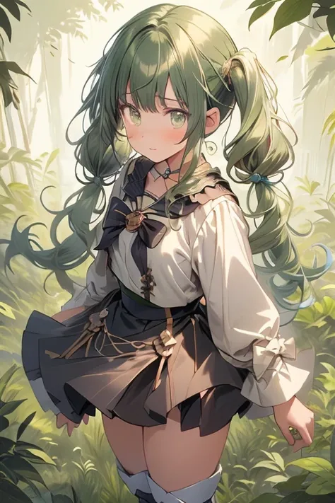 (masterpiece), (best quality), detailed,
1 girl, soro, twintails, long wavy hair twintails.hairs between eyes,dark green eyes ,dark green hair, (magical girl:1.2),
bow, dress, (pink:0.6), over legwear, boots, too many frills, too many bow, standing,striped...