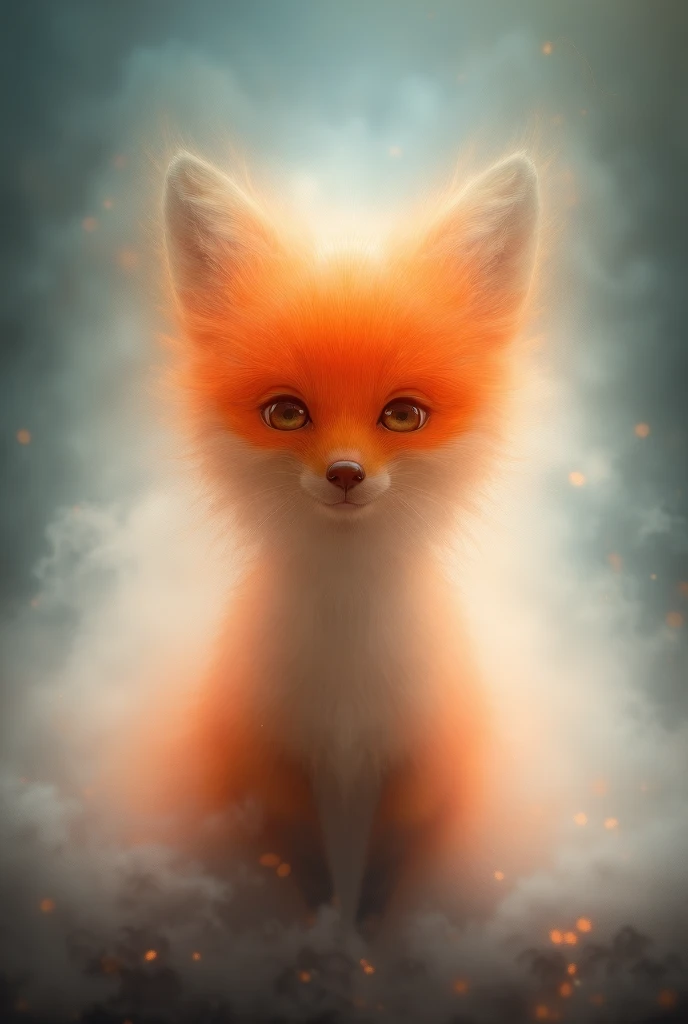 Magical creatures, cute fox, magic fox, Fox with magic aura and white smoke, round eyes, (masterpiece), (highest quality), (Ultra high detail)