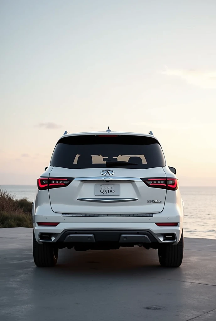 2025 infiniti QX80 in shorum back view white colour 