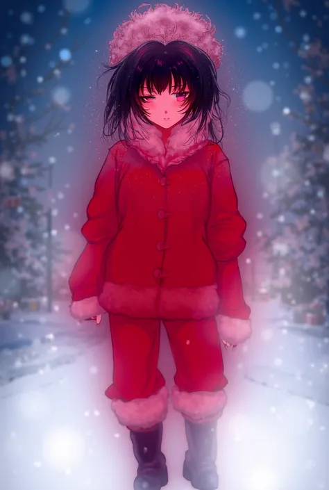 momo from the anime Boku no Hero dressed as santa claus 