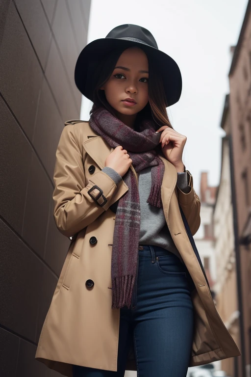 1girl,Trench Coat and Scarf