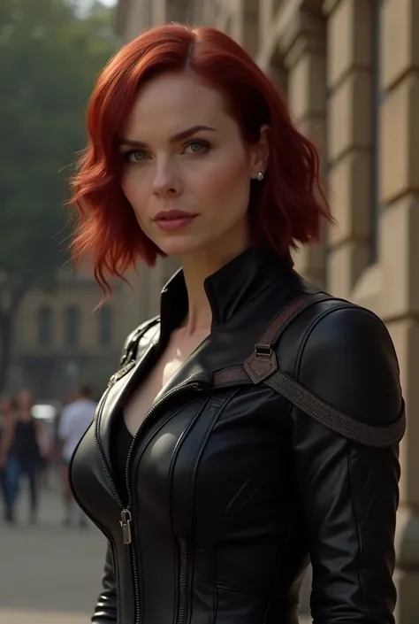 
 a woman with red hair, scarlett johansson black widow, in avengers movie, from marvel studios, alison brie as black widow, scarlett johanson, still from the avengers, marvel comic book characters, from a marvel movie, from avengers, black widow, still fr...