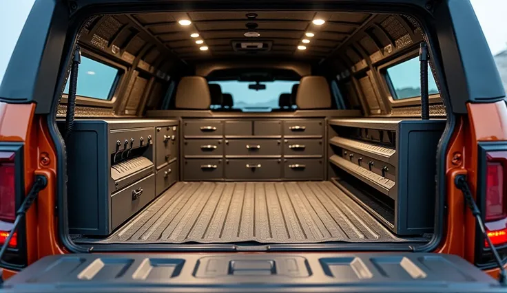 internal view of storage area of 2025 Hummer H1 pickup truck 