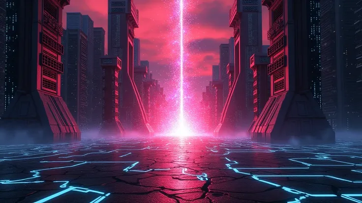 very low angle shot of a sci-fi scene inspired from the movie Inception, neon lit simple outlined (((seriously tilted virtual city buildings))), forbidden city, cracked sky, cracked ground, abstract data stream background at night, line art, (((mirrors)))....