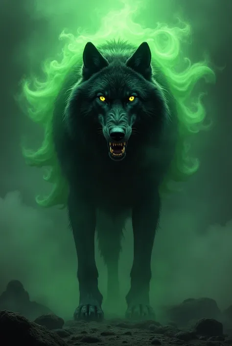 Alpha black wolf toxic green coming off body