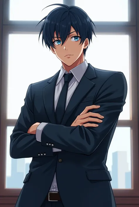 anime character with arms crossed in front of a window, a character portrait inspired by Okumura Masanobu, pixiv contest winner, shin hanga, young anime man, anime handsome man, anime portrait of a handsome man, anime moe artstyle, male anime character, ha...