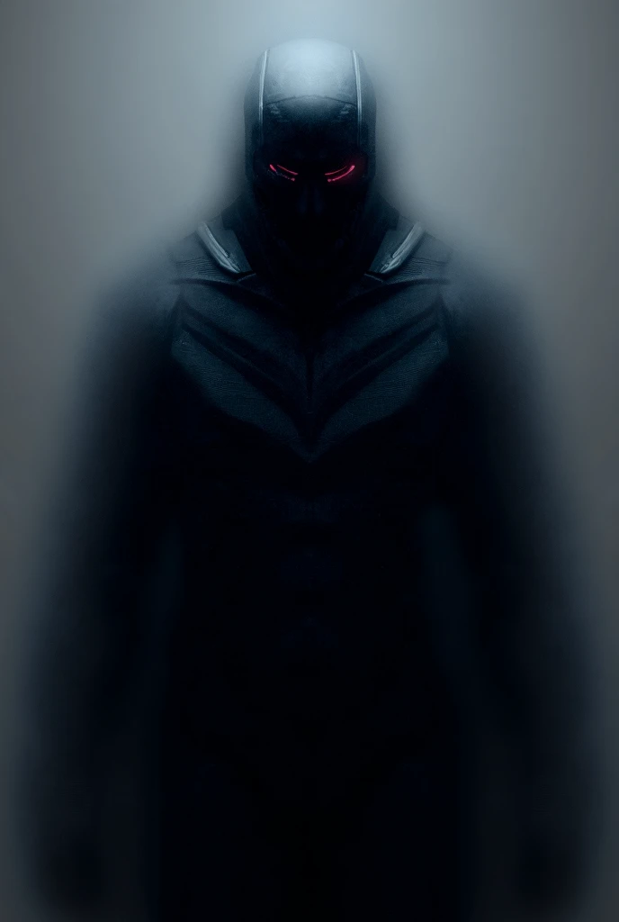 make me a matte black armored supervillain suit with red eyes