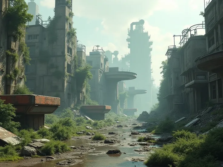 near-futuristic company、There are no people、Looks like a ruin