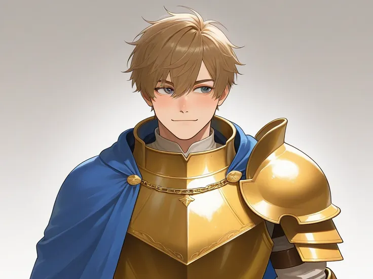 Handsome 20-year-old handsome young man in medieval fantasy, General in the Golden Armor 
