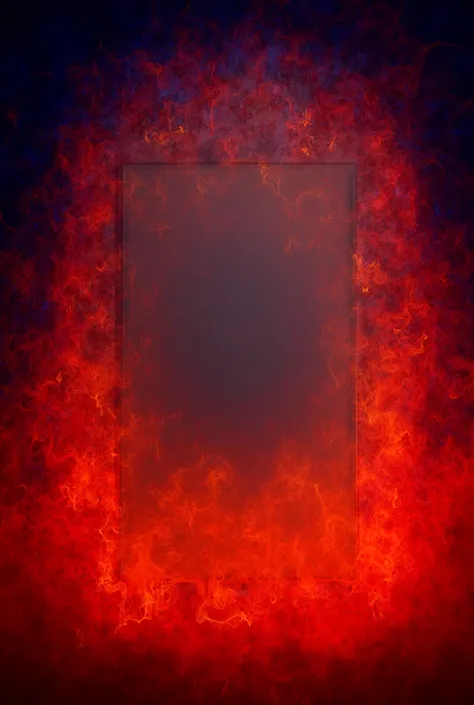 A rectangular banner on a background with fire and color black and blue 