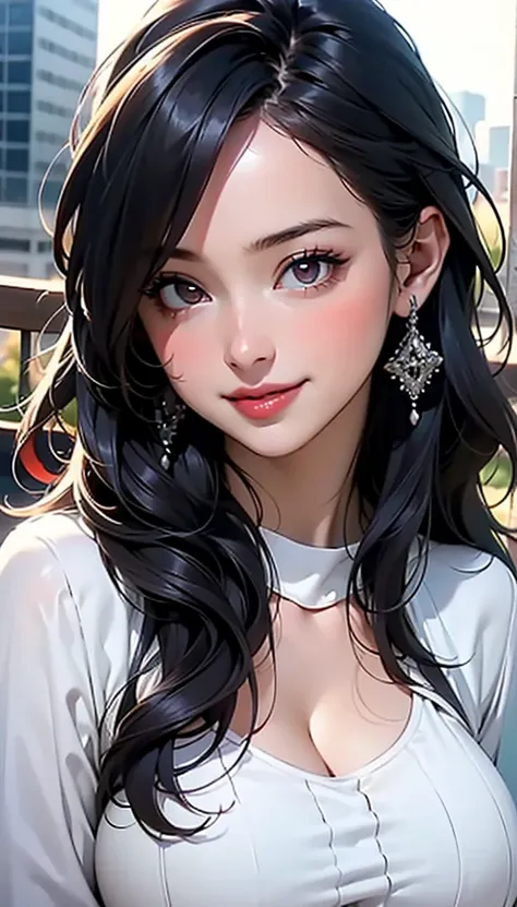 masterpiece,  top quality , masterpiece, God-like quality, Godly art,  very detailed face, High level of realism,  cute,  young girl, smile,  big eyes,  has long eyelashes,  multi-colored hair , Multicolored eyes,  glowing skin,  plump lips, Big Lips,  glo...