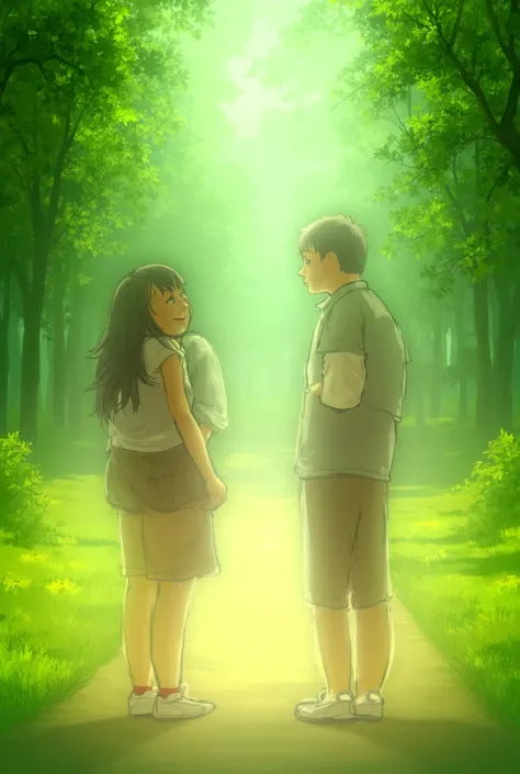 It should be real pic where a  girl and boy are meeting in park