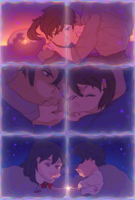 Scene 4: Ling and Mochis Goodnight Hug
1. Ling hugging Mochi tightly, with a sunset background.
2. Mochi snuggling up close to Ling, with a peaceful expression.
3. Ling and Mochi sitting on a rock, watching the stars together.
4. A close-up of Lings face a...