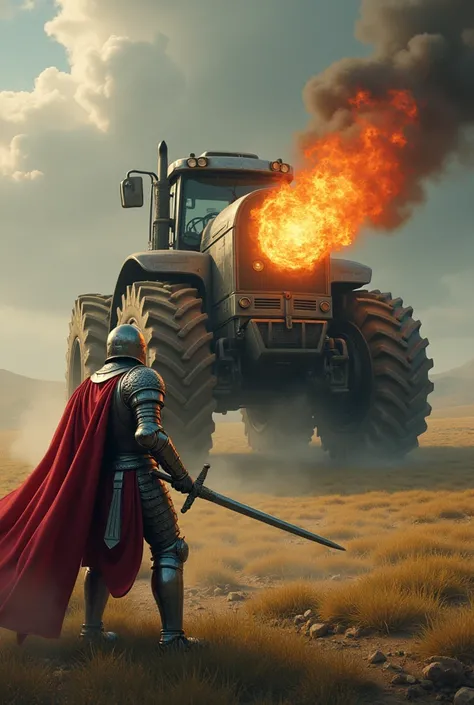 St George combats a fire-breathing tractor