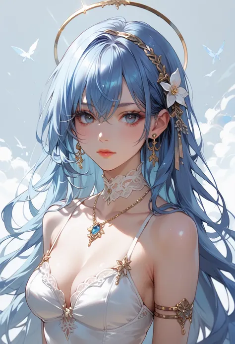 Girl with long blue hair