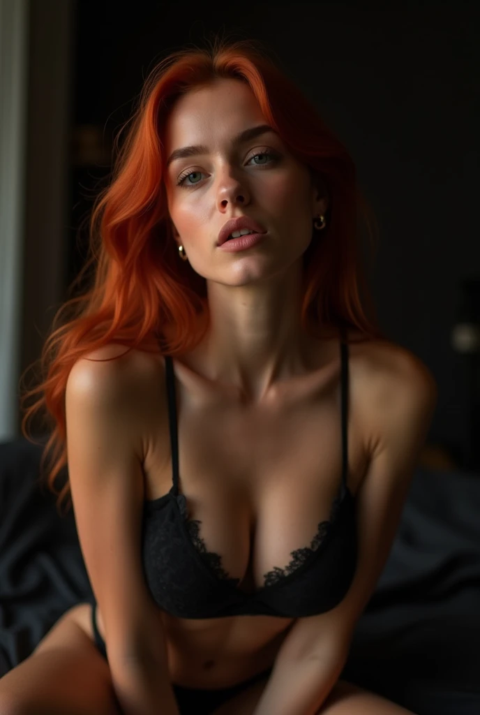  Redhead PTS , 1 young girl tender face orgasm , Excited 21 year old face young  , bare shoulders,breasts,clavicle,crop,Interiors,Lips, long hair, looking at the spectator,medium breasts,midriff,parted Lips, realistic ,ital art ,, photo realistic , 8K, Bla...