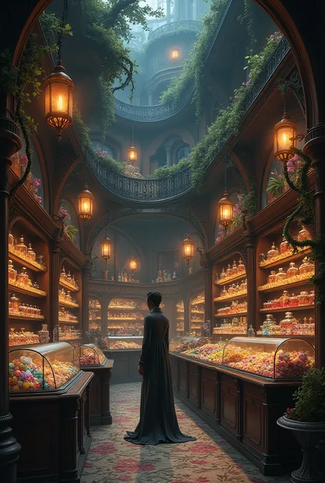 A magical vintage candy store in the Gothic style 