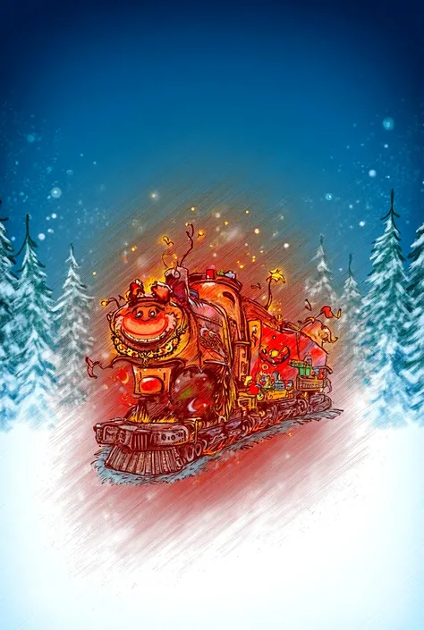 Drawn holiday train for s. Colorfull 