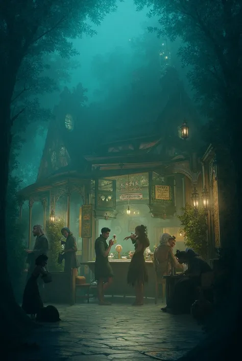 Anime, the mist, fantasy, cafe shop, mystical,shop name :the mist & the memories 