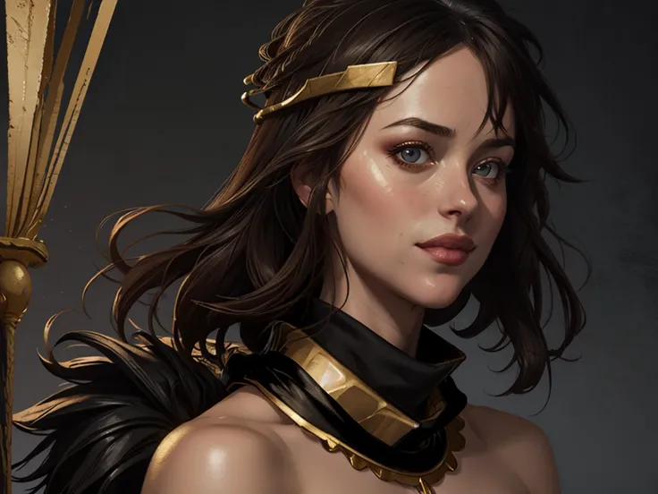 a woman in a black scarf and gold headpiece, fantasy concept art portrait, beautiful character painting, character concept art portrait, stunning character art, character art portrait, portrait of a female mage, rpg portrait concept art, character portrait...