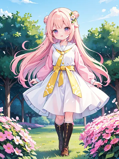 Extremely detailed CG unified 8K wallpaper, very fine 8KCG wallpaper, absurderes，Lori ，Best quality ，ultra - detailed ，Beautiful face  ，tmasterpiece、Head-to-waist display、A girl stands、top-quality(tmasterpiece), top-quality, 1girl in, A pink-haired、twoside...