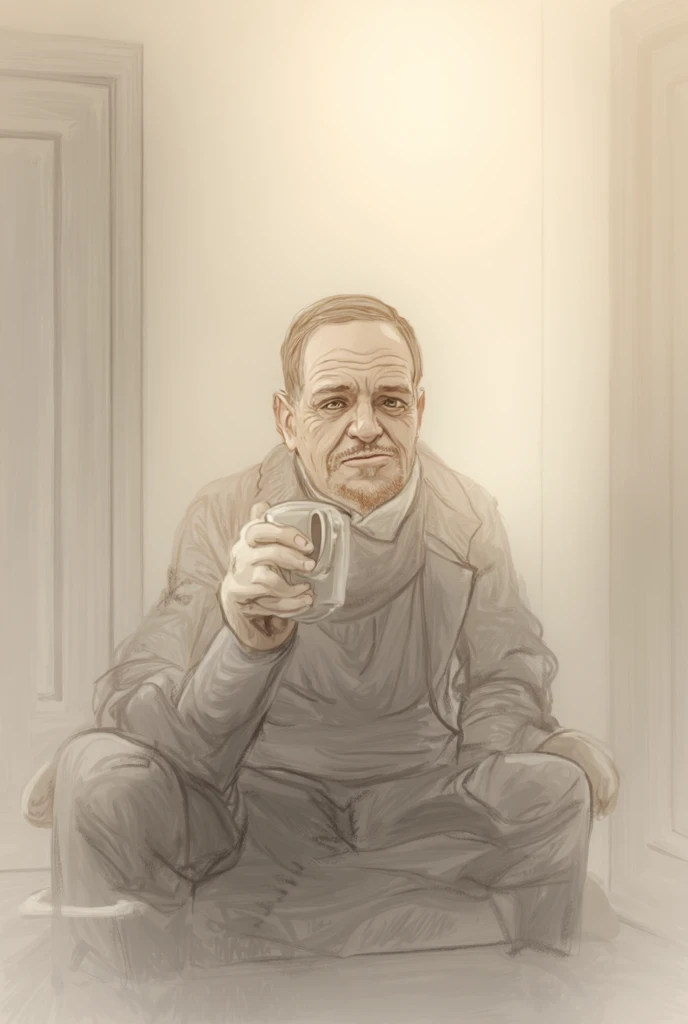 A stoic thinker drinking coffee in vector image