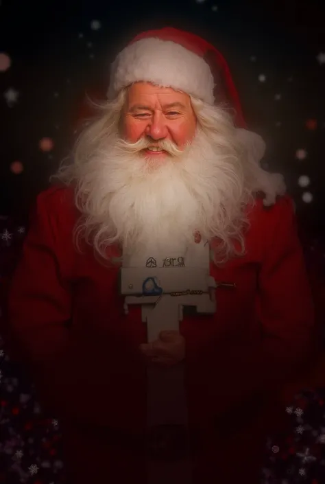 A jolly Santa Claus wearing a blockchain-themed suit, holding a digital wallet with ETH and Ink logos. The background is festive, with Christmas decorations, snowflakes, and a warm holiday atmosphere. A cheerful, modern style